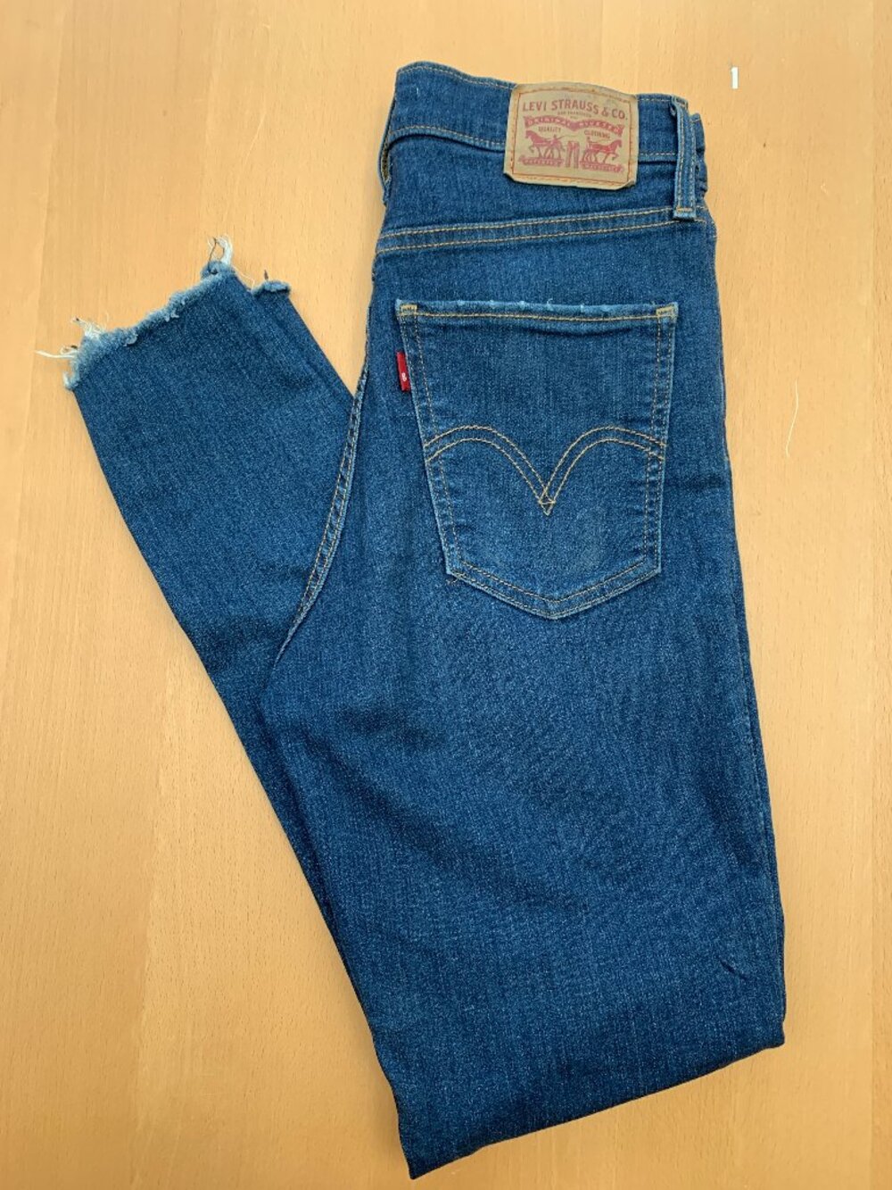 Levi's Mile High Super Skinny Jeans Size 28 Distressed Raw Hem Blue Y2K Cropped
